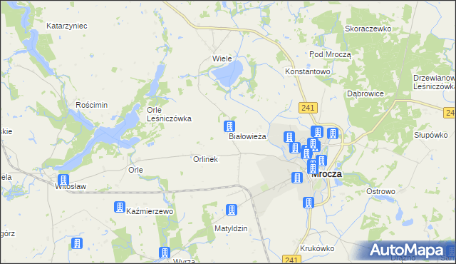 mapa Białowieża gmina Mrocza, Białowieża gmina Mrocza na mapie Targeo