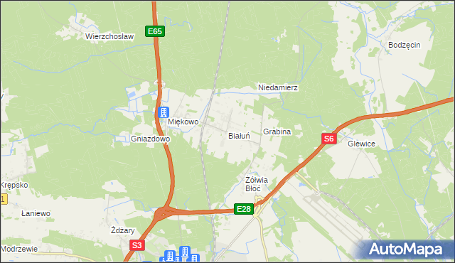 mapa Białuń gmina Goleniów, Białuń gmina Goleniów na mapie Targeo