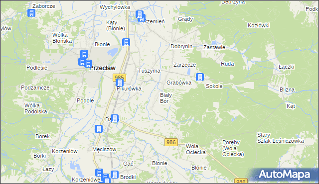 mapa Biały Bór gmina Przecław, Biały Bór gmina Przecław na mapie Targeo