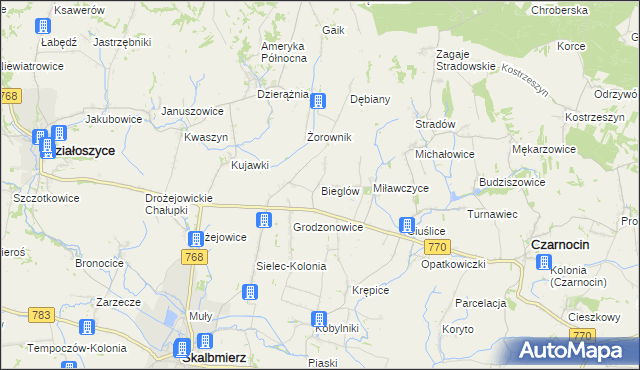 mapa Bieglów, Bieglów na mapie Targeo