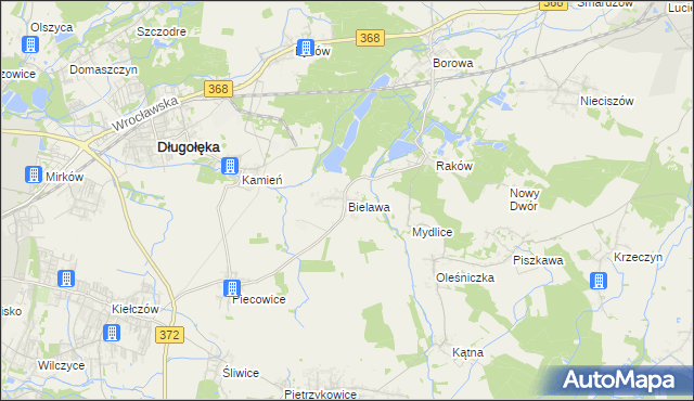 mapa Bielawa gmina Długołęka, Bielawa gmina Długołęka na mapie Targeo