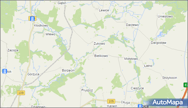 mapa Bielikowo, Bielikowo na mapie Targeo