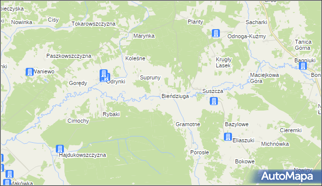 mapa Bieńdziuga, Bieńdziuga na mapie Targeo