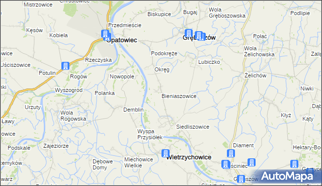 mapa Bieniaszowice, Bieniaszowice na mapie Targeo