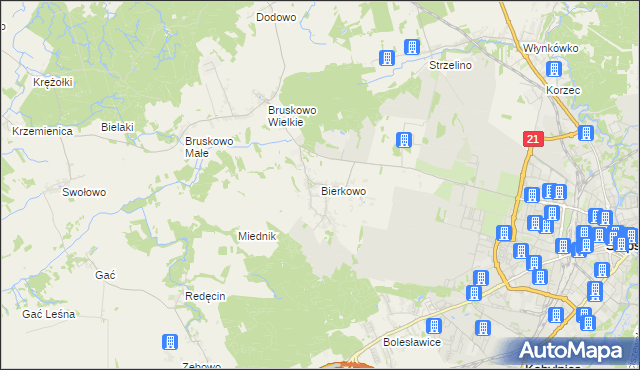 mapa Bierkowo, Bierkowo na mapie Targeo