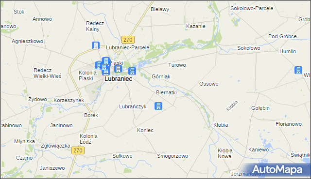mapa Biernatki gmina Lubraniec, Biernatki gmina Lubraniec na mapie Targeo