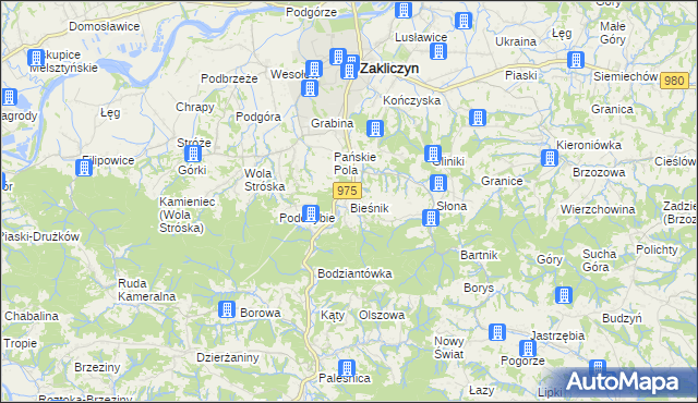mapa Bieśnik gmina Zakliczyn, Bieśnik gmina Zakliczyn na mapie Targeo