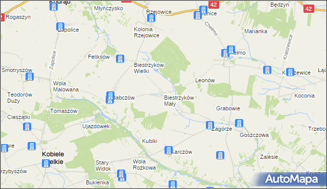 mapa Biestrzyków Mały, Biestrzyków Mały na mapie Targeo