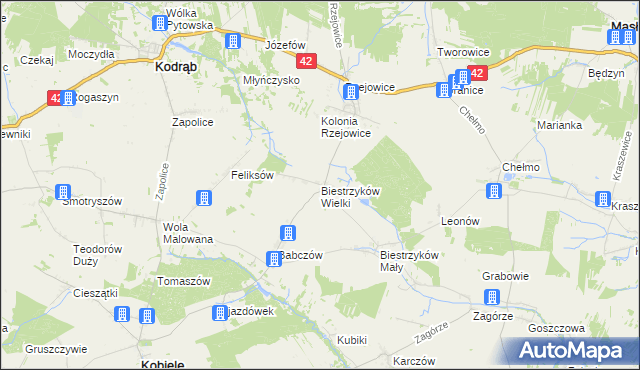 mapa Biestrzyków Wielki, Biestrzyków Wielki na mapie Targeo