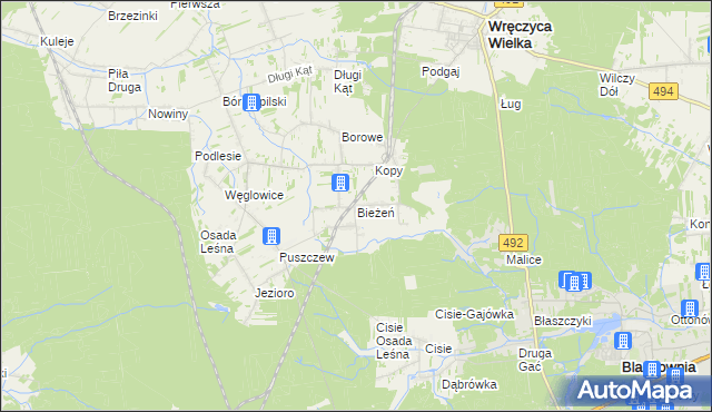 mapa Bieżeń, Bieżeń na mapie Targeo