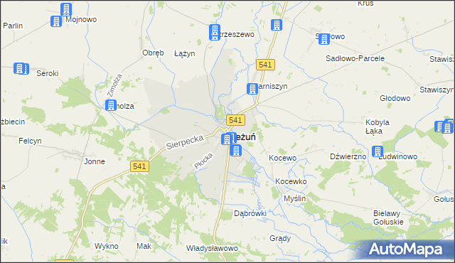 mapa Bieżuń, Bieżuń na mapie Targeo