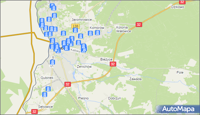 mapa Bieżyce, Bieżyce na mapie Targeo
