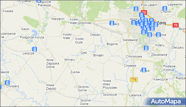 mapa Biniątki, Biniątki na mapie Targeo
