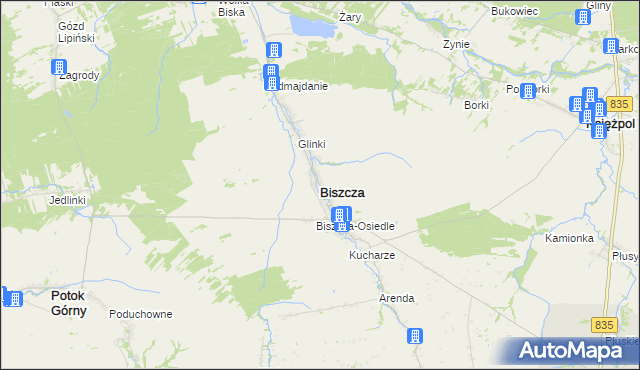 mapa Biszcza, Biszcza na mapie Targeo