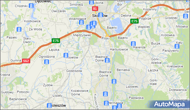mapa Bładnice Dolne, Bładnice Dolne na mapie Targeo