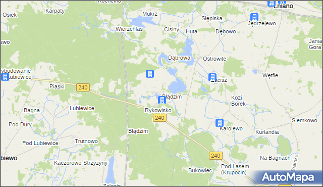 mapa Błądzim gmina Lniano, Błądzim gmina Lniano na mapie Targeo