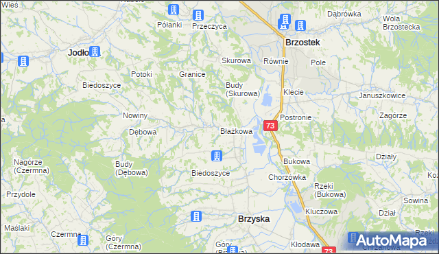 mapa Błażkowa gmina Brzyska, Błażkowa gmina Brzyska na mapie Targeo