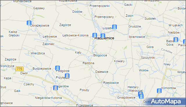 mapa Błogocice, Błogocice na mapie Targeo