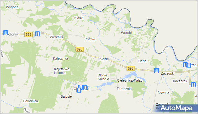 mapa Błonie gmina Janów Podlaski, Błonie gmina Janów Podlaski na mapie Targeo