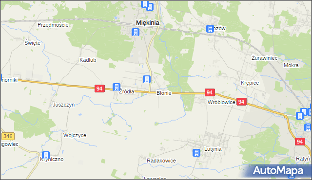 mapa Błonie gmina Miękinia, Błonie gmina Miękinia na mapie Targeo
