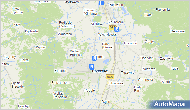 mapa Błonie gmina Przecław, Błonie gmina Przecław na mapie Targeo