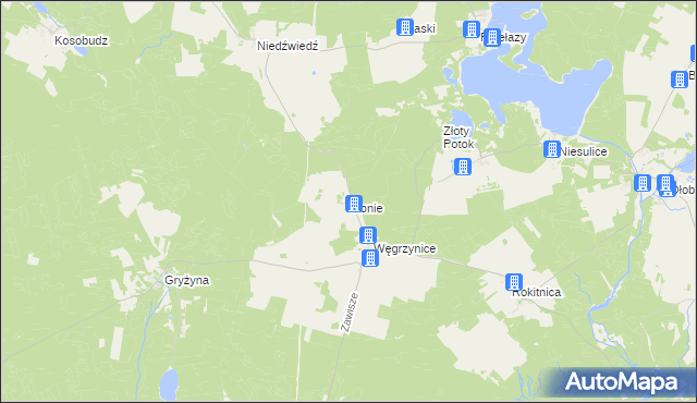 mapa Błonie gmina Skąpe, Błonie gmina Skąpe na mapie Targeo