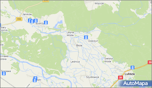 mapa Błota gmina Lubsza, Błota gmina Lubsza na mapie Targeo