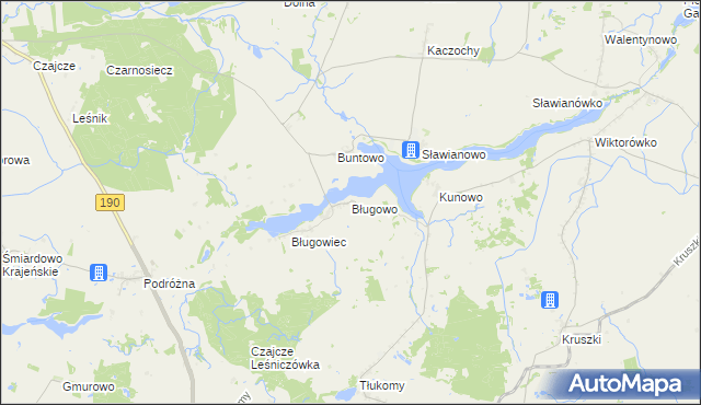 mapa Bługowo gmina Złotów, Bługowo gmina Złotów na mapie Targeo