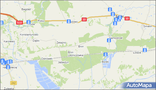mapa Bnin gmina Sadki, Bnin gmina Sadki na mapie Targeo