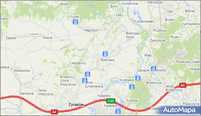 mapa Bobrowa gmina Żyraków, Bobrowa gmina Żyraków na mapie Targeo