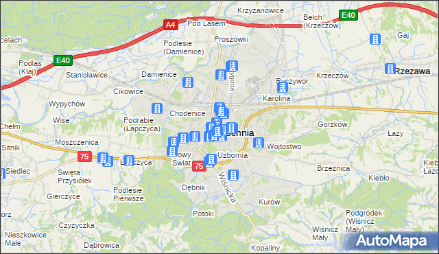 mapa Bochni, Bochnia na mapie Targeo