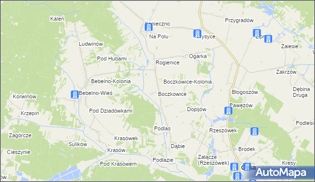 mapa Boczkowice gmina Włoszczowa, Boczkowice gmina Włoszczowa na mapie Targeo
