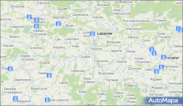mapa Boczów gmina Łapanów, Boczów gmina Łapanów na mapie Targeo