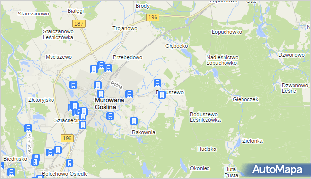 mapa Boduszewo, Boduszewo na mapie Targeo