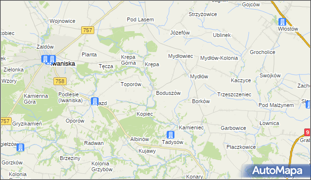 mapa Boduszów, Boduszów na mapie Targeo