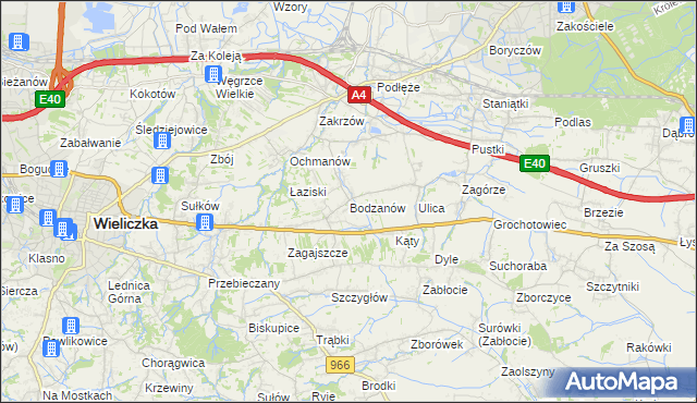 mapa Bodzanów gmina Biskupice, Bodzanów gmina Biskupice na mapie Targeo
