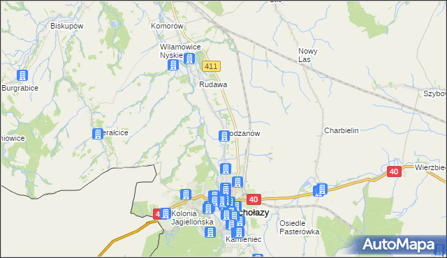 mapa Bodzanów gmina Głuchołazy, Bodzanów gmina Głuchołazy na mapie Targeo