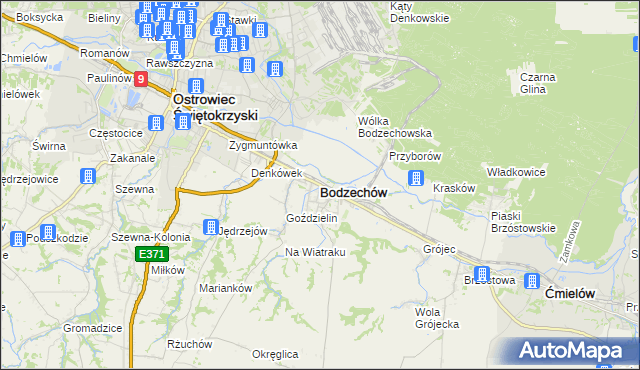 mapa Bodzechów, Bodzechów na mapie Targeo