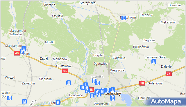 mapa Bógdał, Bógdał na mapie Targeo