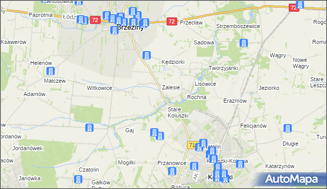mapa Bogdanka gmina Brzeziny, Bogdanka gmina Brzeziny na mapie Targeo