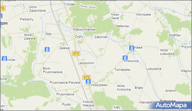 mapa Bogucice gmina Zadzim, Bogucice gmina Zadzim na mapie Targeo