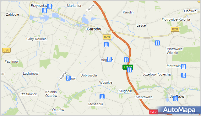 mapa Bogucin gmina Garbów, Bogucin gmina Garbów na mapie Targeo