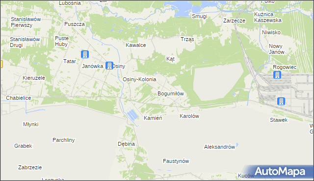 mapa Bogumiłów gmina Kleszczów, Bogumiłów gmina Kleszczów na mapie Targeo