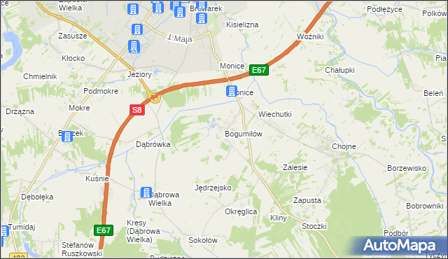 mapa Bogumiłów gmina Sieradz, Bogumiłów gmina Sieradz na mapie Targeo