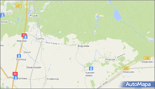 mapa Bogusław gmina Dębno, Bogusław gmina Dębno na mapie Targeo