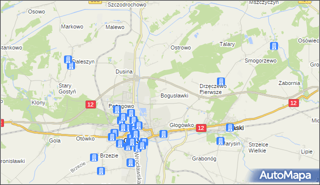 mapa Bogusławki gmina Gostyń, Bogusławki gmina Gostyń na mapie Targeo