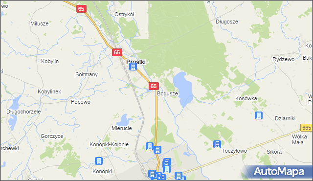 mapa Bogusze gmina Prostki, Bogusze gmina Prostki na mapie Targeo