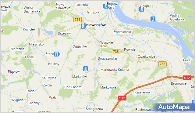mapa Boguszówka gmina Gniewoszów, Boguszówka gmina Gniewoszów na mapie Targeo