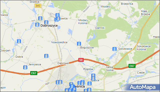 mapa Boguszyce gmina Oleśnica, Boguszyce gmina Oleśnica na mapie Targeo