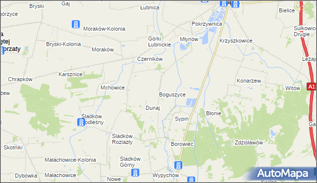 mapa Boguszyce gmina Piątek, Boguszyce gmina Piątek na mapie Targeo
